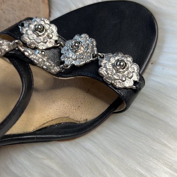 Chanel Black Camellia Charm Wedge Sandals - Picture 15 of 15